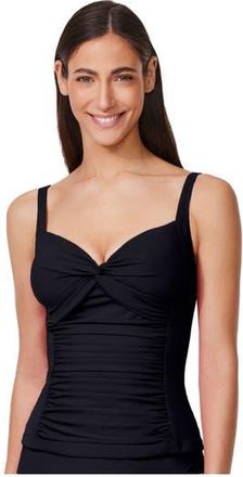 Gottex Tutti Frutti Sweetheart Twist Front Tankini Top in Black at Nordstrom, Size 10