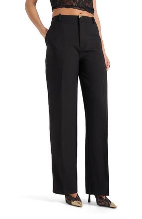 Mani&egrave;re De Voir Doria Tailored Trousers With Waistband Detail in Black at Nordstrom, Size 10