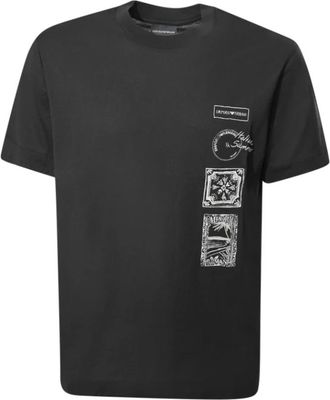 Emporio Armani T-shirt met ronde hals - Heren - T-shirts - Zwart - M - Katoen - Tops