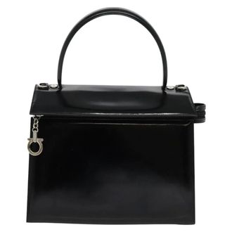 Ferragamo Gancini Patent Leather Black Patent_Leather Handbag (Pre-Owned)
