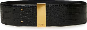 Twin-Set embossed crocodile high-waisted belt - women - Polyester/Polyurethane/Recycled Leather/Polyester/Polyurethane/Viscose - M - Black