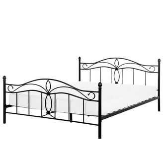 Beliani Cama De Metal Negra 160 X 200 Cm Somier Listones Estilo Vintage Retro Boho Dormitorio Antlia