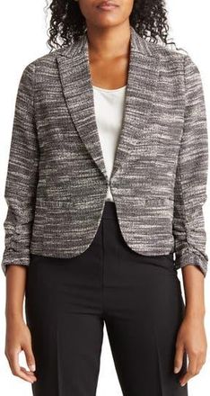 Amanda + Chelsea Notch Lapel Boucl&eacute; Blazer in Black/White at Nordstrom Rack, Size X-Large P