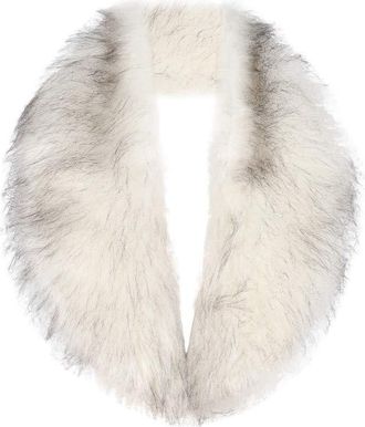 Generic Momolaa Detachable Faux Fur Collar Wrap for Women Faux Fur Collar Scarf Hood Collar Shawl Stole Neck Warmer for Winter Coat,White