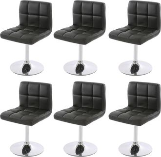 Hhg Hhg - Nunca Usado] Lote De 6 Sillas De Comedor Silla Giratoria Silla Kavala Polipiel Cromo, Gris