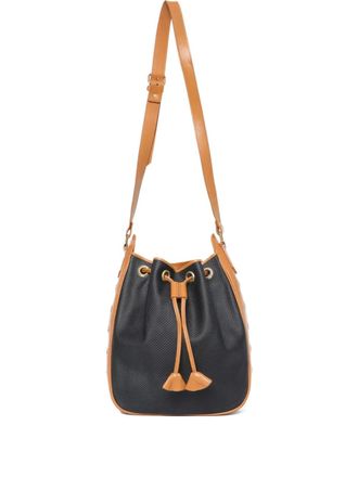 Saint Laurent xTom Ford 2000s drawstring tote bag - women - CALFSKIN/Canvas - One Size - Black