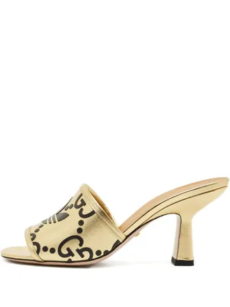 Gucci x Adidas leather heeled mules - Gold