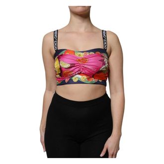 Dolce & Gabbana Sleeveless Tops, female, Multicolor, Size: 3XS Cropped Tank Top
