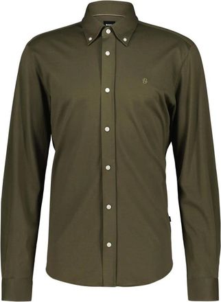 HUGO BOSS Roan Slim-Fit Shirt - Heren - Overhemden - Groen - Maat: XL Katoen