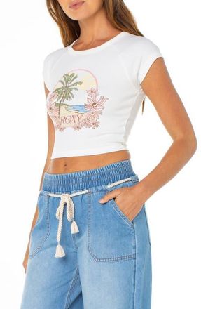 Roxy Beach Day Crop Graphic T-Shirt in Cloud Dancer at Nordstrom, Size Xx-Large