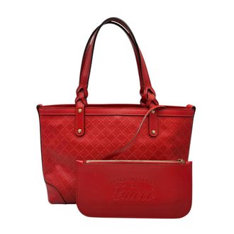 Gucci Red Color Leather Pouch Tote Bag (Pre-Owned)