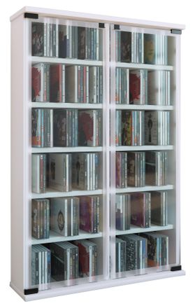 ebuy24 Ebuy24 - Vcm Cd Shelf Wood Gabinete De Cd Con Puertas De Vidrio De Seguridad Esg Para 300 Cd O 130 Dvds 72-videos Dimensiones: Al. 92 X An. 60 X P. 18