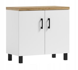 OEM Mueble Para Lavabo De Ba&ntilde;o Roco 80 De Roble Artesanal Blanco/dorado