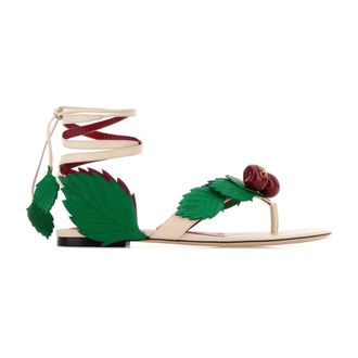 Valentino Garavani Flat Sandals, female, White, Size: 6 US Cherryfic Thong Sandals