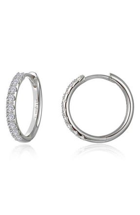 Lafonn Alina Pav&eacute; Simulated Diamond Small Round Hoop Earrings in Silver at Nordstrom
