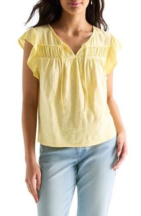 Lucky Brand Split Neck Cotton Top in Sunlight at Nordstrom Rack, Size X-Large