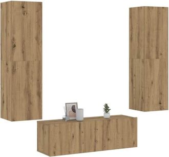 vidaXL Vidaxl - Muebles De Tv De Pared 3 Uds Madera Ingenier&iacute;a Roble Artesanal