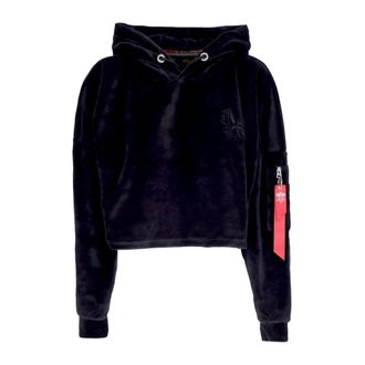 Alpha Industries Zwarte hoodie met verstelbare capuchon en ritssluiting - Dames - Hoodies - Zwart - S - Polyester - Hoodies & sweatvesten