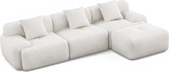 Concept Usine Sofá esquinero de 5-6 plazas con chaise longue de pana beige