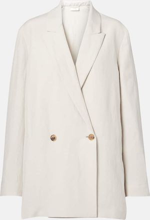 The Row Blazer doppiopetto Nat in seta e lino