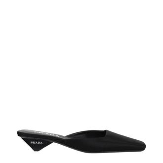 Prada Satijnen Mules met Vierkante Neus - Dames - Muiltjes - Zwart - 36 EU - Satijn - Schoenen