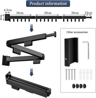 OEM Tendedero De Pared De 120 Cm, Tendedero Plegable Para Interiores, Tendedero De Pared Con 12 Ganchos, Tendedero De Pared Para Balc&oacute;n, Lavander&iacute;a, Ba&ntilde;o,