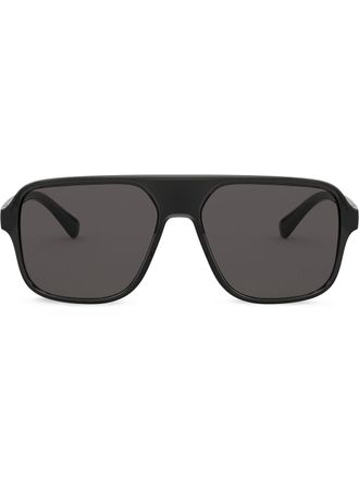 Dolce & Gabbana Eyewear Occhiali da sole squadrati con logo goffrato - Grigio