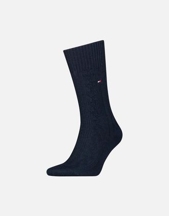 Tommy Hilfiger Mens Merino Wool Cable-Knit Boot Socks, Navy - Black - Size: 9/9.5/10/10.5/11/11.5/12