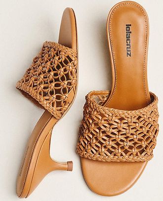 Lola Cruz Woven Heeled Mule Sandals