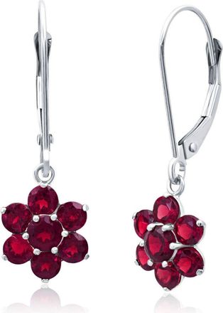 MAX + STONE Solid 14K Yellow or White Gold Gemstone Flower Shape Dangle Earrings