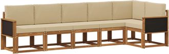 vidaXL Conjunto De Sof&aacute;s De Exterior 6 Uds. Natural Y Beige Poli&eacute;ster Vidaxl