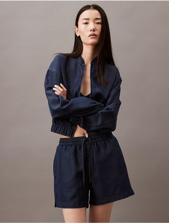 Calvin Klein Womens Denim Pull-On Shorts - Blue - XS