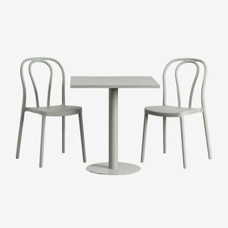 Sklum Sklum - Set De Mesa Cuadrada 70x70 Cm Y 2 Sillas De Jard&iacute;n Mizzi