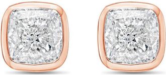 Diana M. Jewels 14KT ROSE GOLD LAB GROWN CUSHION CUT STUDS IN A BEZEL SETTING WEIGHING 1.50 CTS TW