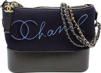 Chanel Blue Wool Paris-Hamburg Embroidered Gabrielle Crossbody Bag (Authentic Pre-Loved)