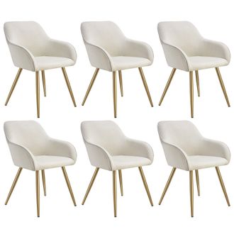 TecTake Dining Chair Marilyn Set Of 6 - Cream/Gold in Cream | Size: 6 Pack