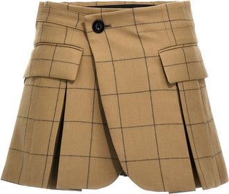 sacai Beige Checked Mini Skirt