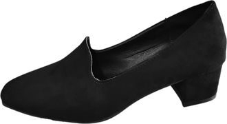 Generic Elegant Ladies High Heel Ankle Boots Retro Round Toe Design Thick Block Heel Comfort Footwear For Women Large Size Options (Black, 5.5)