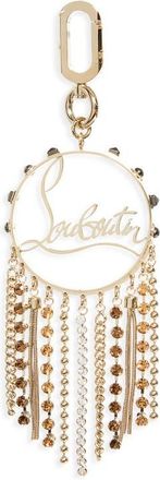 Christian Louboutin Crystal Fringe Logo Bag Charm in G038 Gold/gun Metal at Nordstrom
