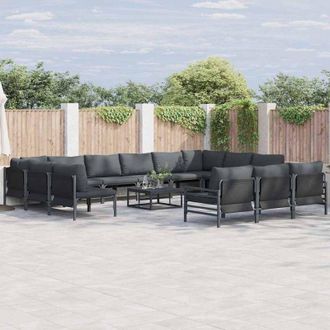 vidaXL Conjunto De Sof&aacute; De Jard&iacute;n 13 Pcs Antracita Acero Vidaxl