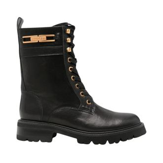 Twinset Schoenen, Dames, Zwart, 39 EU, Leer, Lace-up Boots