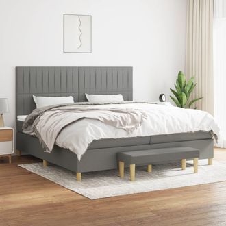 vidaXL Vidaxl - Cama Box Spring Con Colch&oacute;n Tela Gris Oscuro 200x200 Cm