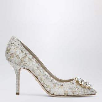 Dolce & Gabbana Bellucci Taormina lace pumps with crystals in ice