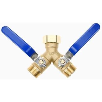 OEM Divisor En Y De Lat&oacute;n De 2 V&iacute;as, Conexi&oacute;n De Agua De 3/4 Con 2 V&aacute;lvulas De Cierre Independientes, Manija Extendida De Acero Inoxidable 304, Conexi&oacute;n P