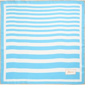 Jacquemus Le Foulard Stripe Silk Scarf in Print White Blue Stripe 3Hc at Nordstrom