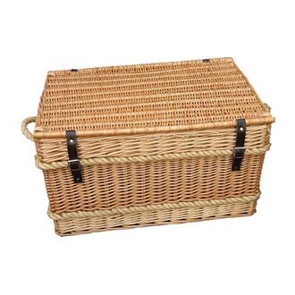 Red Hamper Wicker Rope Handled Trunk 73cm Empty Picnic Basket in Brown