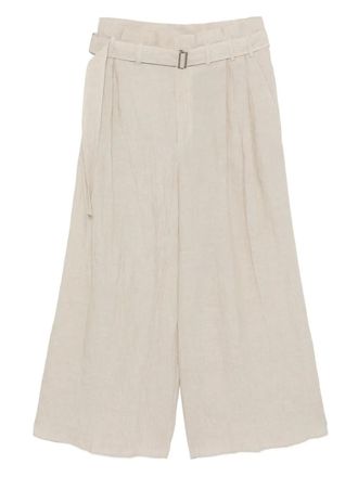 Forme Dexpression belted wide-leg pants - women - Cotton/Linen/Flax - 40 - Neutrals