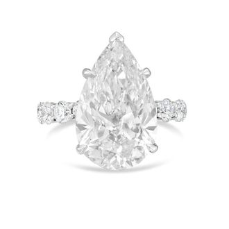 Diana M. Jewels Platinum 8ct lab grown Pear Diamond Pav&eacute; Band Ring