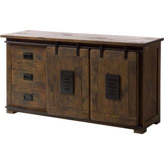 Massivmoebel24 Sideboard Mango 150x45x80 braun lackiert RAILWAY 400