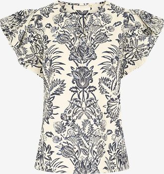 Ulla Johnson Top mit V-Ausschnitt und Volant-&Auml;rmeln aus Baumwolle Severine